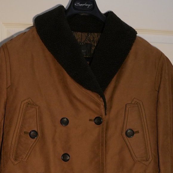 Zara Man Classic Sport Men's Faux Fur Double Breasted Overcoat Size 40 Brown NEW - Picture 5 of 8